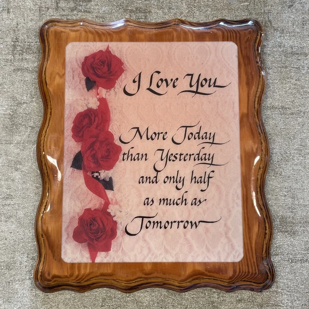 Vintage I Love You‎ More To Resin Mounted on Decorative Wood. Plaque